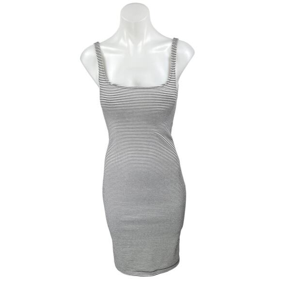 Zara Black White Striped Sleeveless Cami Camisole Midi Bodycon Tank Dress Size S - Picture 3 of 7